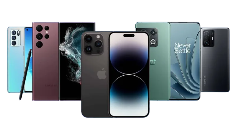 A selection of smartphones
